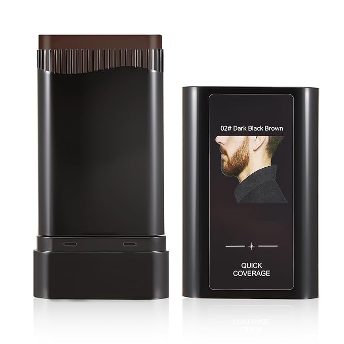 Beard Touch-Up for Men, Instant Gray Hair Cover Stick, Built-In Comb for Seamless Blending, Cream Concealer, Quick Temporary Cover