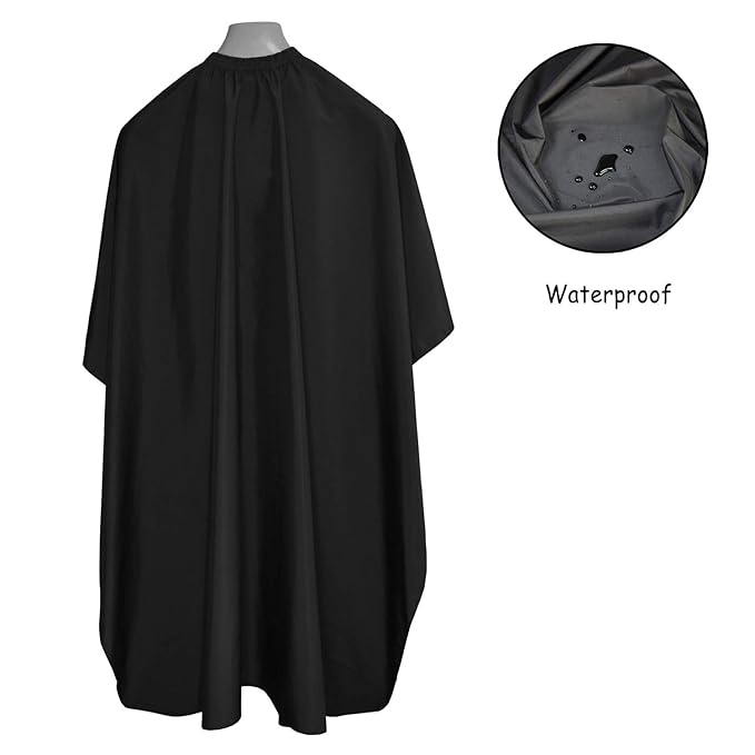 Hair Cutting Cape - Waterproof Salon Barber Cape Cloth Hairdressing Nylon Gown Unisex Black Haircut Apron for Hair Styling,Cutting and Coloring - 47 x 59 Inches