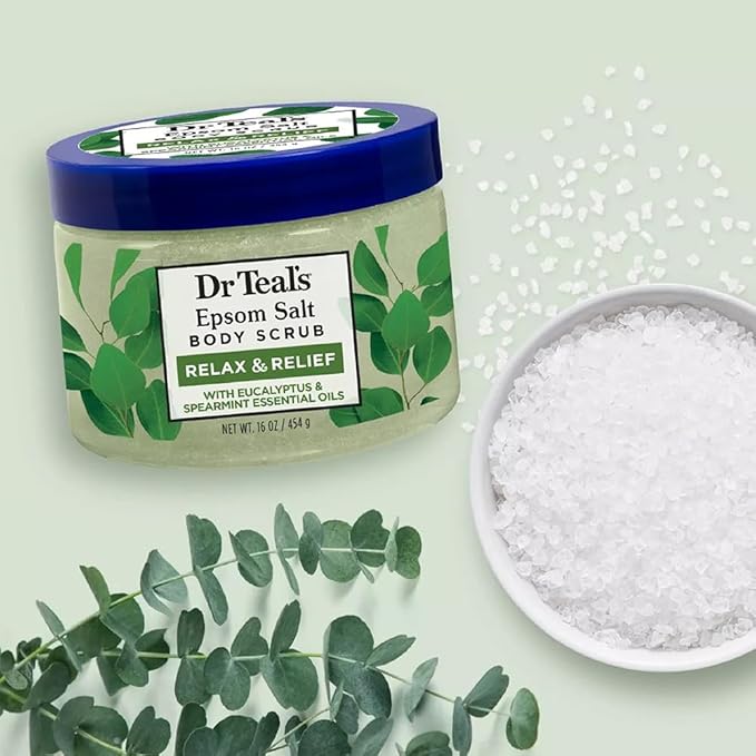 Epson Salt Body Scrub - Exfoliate & Renew with Eucalyptus & Spearmint (16 Ounces)