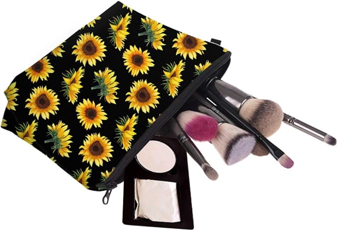 Deanfun Cosmetic Bag for Women, Sunflower Flowers Waterproof Makeup Bags Roomy Toiletry Pouch Travel Accessories Gifts 52355