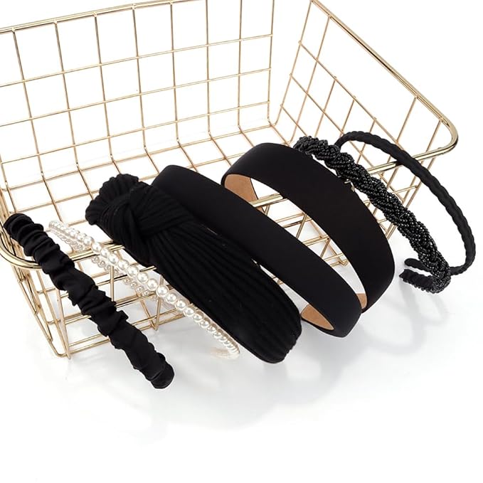 AHONEY 7 Pack Black Headbands for Women Girls Headbands Non Slip Hairbands Cute Hair Accessories Multi-style Headband Pack Diademas Para Mujer (Black)