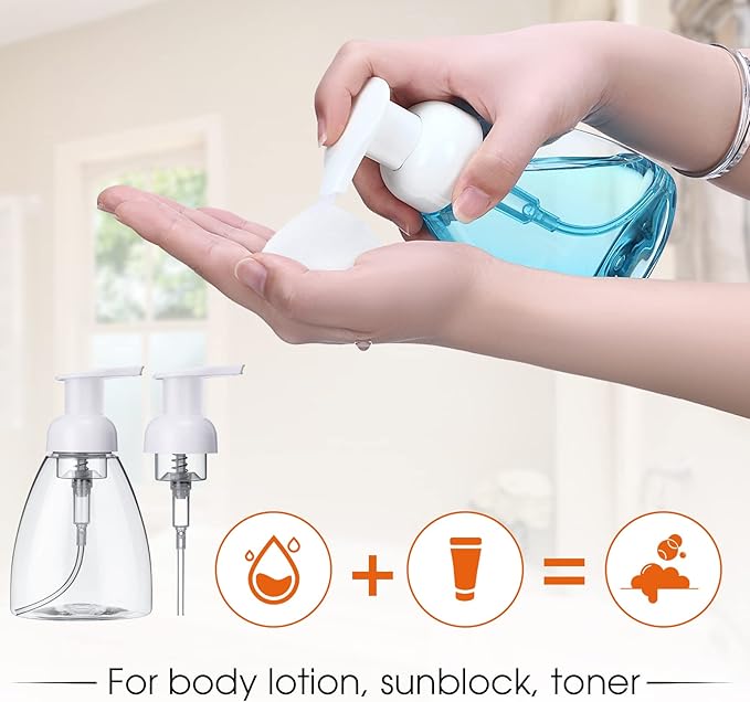 Eboot 24 Pcs 8 oz Foaming Soap Dispenser Foaming Pump Bottle Travel Hand Soap Pump Foam Dispenser Bottle Plastic Press Bottles Empty Refillable Plastic Container for Liquid Shampoo