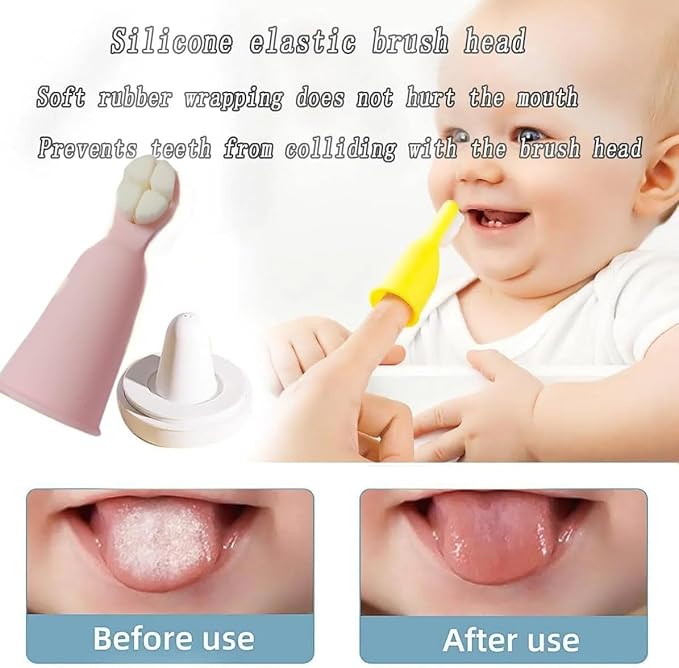 Baby Finger Toothbrush for Infants and Toddlers 0 to 3 Years – Soft Silicone Teething Brush with Tongue Cleaner | Gentle Gum Massager for Newborns, Babies & Young Kids | Pack of 2