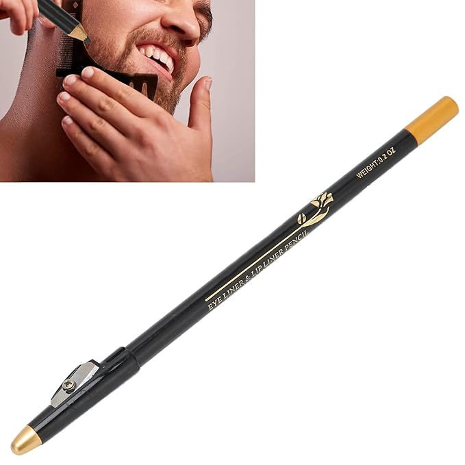 Beard Pencil, Premium Barber Pencil Beard Shaper with Built in Sharpener Edge Hairline Razor Trace Pencils Beard Guide Beard and Hairline, Professional Shaping Tool for Men (Black)