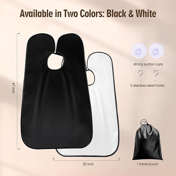 beard bib for dad Fathers Day beard apron gifts for men Christmas Gifts for Him Boyfriend Husband Valentines Day Anniversary Beard Trimming Catcher Bib for Shaving (White)