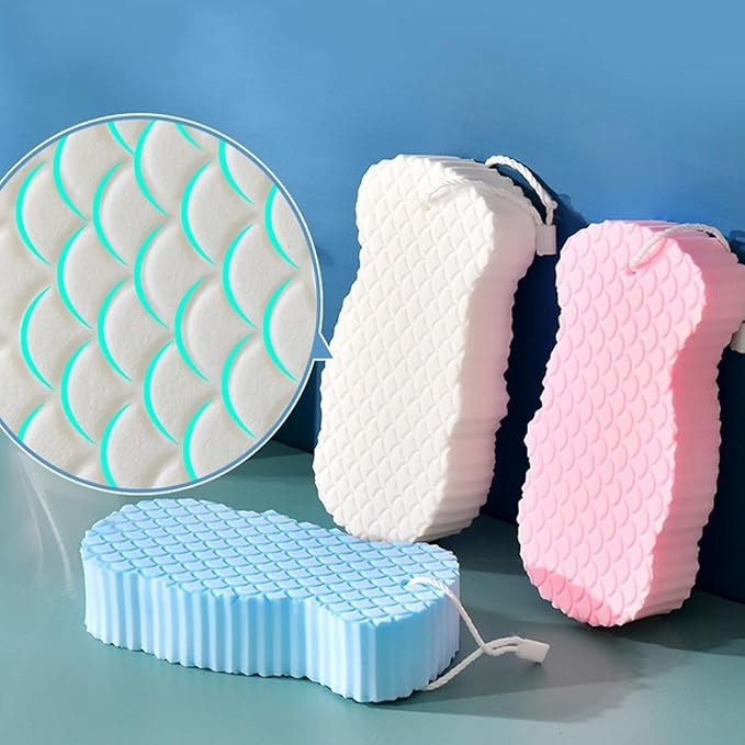 4 PCS Magic Exfoliating Bath Sponge,3D Super Soft Exfoliating Bath Sponge,Remover Dead Skin for Adults and Women,Reusable (Blue+Pink+Gray+White)
