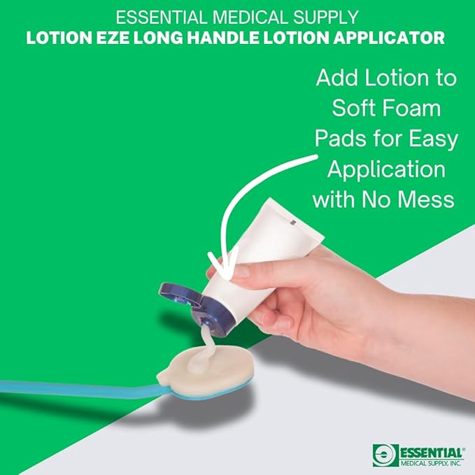 Essential Medical Supply Lotion EZE Long Handle Lotion Applicator with Sponge in a Pack of 2 - Perfect for Applying Sunscreen and Lotion to Back and Hard-to-Reach Areas