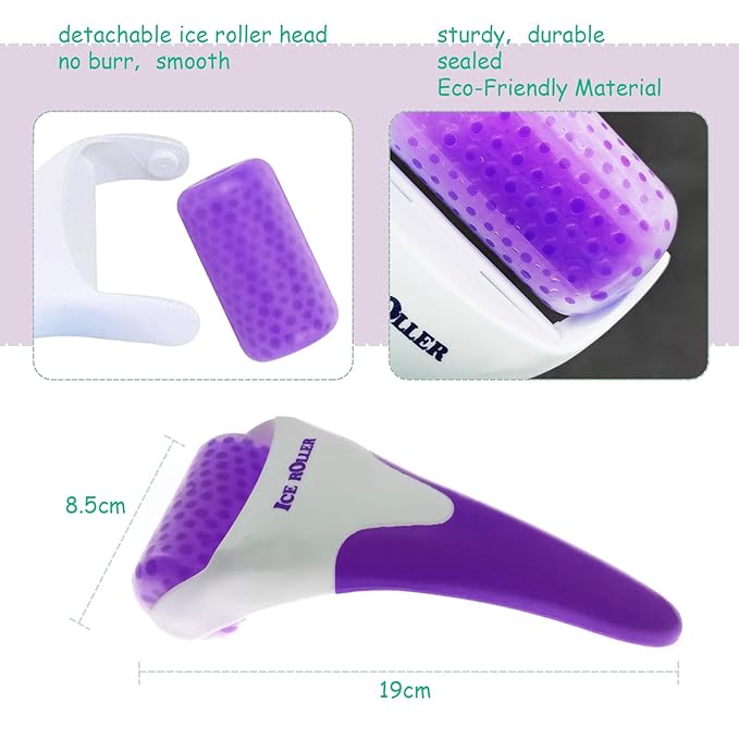Ice Roller for Face,Cold Facial Massager for Eye Puffiness,Skin Care Tools for Migraine Relief and Blood Circulation (Purple)