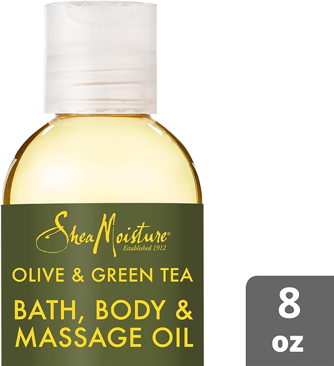 SheaMoisture Olive & Green Tea Bath, Body & Massage Oil 2-Pack – Avocado Oil, Anti-Aging & Ultra-Moisturizing for Dry Skin, 8 Oz Ea