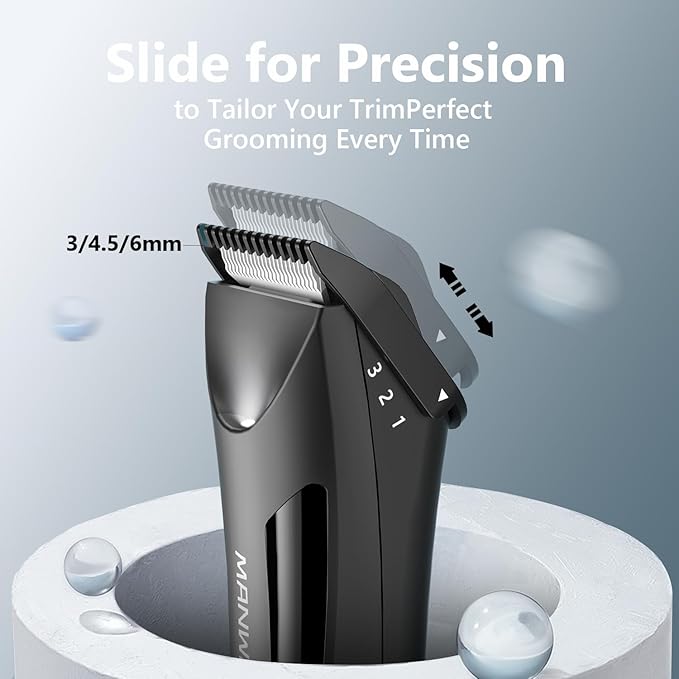 Body Hair Trimmer Men - Ball Trimmer Men, 2 Replaceable Ceramic Blades, Waterproof Pubic Trimmer with Charging Dock, Rechargeable, 7000RPM