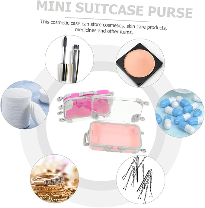 2pcs Mini Eyelash Storage Case Set, Portable False Eyelashes Organizer Suitcase with Adjustable Compartments, Lightweight Makeup Travel Cosmetic Case for Women