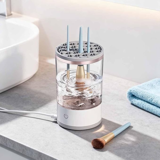 Cosmetic Brush Cleaner, 2026 New Electric Makeup Brush Cleaner Machine, Makeup Sponge Cleaner Machine with Dual Power Options for Deep Cleaning All Types of Makeup Brushes (Black, Charging)