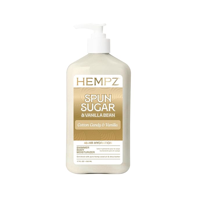 Hempz Cotton Candy Scented Body Lotion – Spun Sugar & Vanilla Bean, Hydrating Moisturizer for Dry Skin, Body & Hands, Self Care Routine Must Have, 17 fl oz