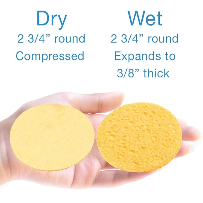 ForPro Professional Collection Premium Compressed Facial Sponges, 50-Count Cellulose Sponges for Facial Cleaning, Exfoliating and Makeup Removal, 2.75" Round, Natural (Pack of 12)