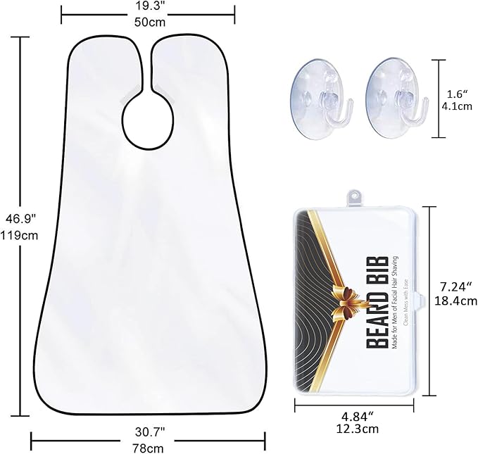 Beard Bib Apron, Beard Trimming Catcher for Men Shaving Hair Clippings Non-Stick Waterproof Grooming Cloth