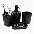 Matte Black Bathroom Accessory Set, 4-Piece Plastic Bathroom Accessory Set, Toothbrush Holder, Toothbrush Cup, Soap Dispenser, and Soap Dish, Suitable for Modern Home Bathroom Decoration