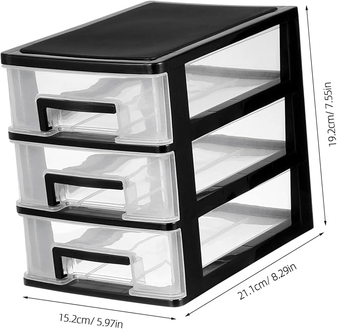 Beaupretty 3 Drawer Cosmetics Organizer Shelving Unit Desk Storage Organizer Desk with Drawers Handbag Transparent Desktop Bin Sundries Holder Sock Office Refrigerator