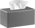 Larger Tissue Box Cover, Modern PU Leather Rectangular Facial Tissue Holder, Minimalist Tissue Organizer/Dispenser, Napkin Storage Box for Bathroom,Vanity Countertop, Nightstand, Office, Home Decor