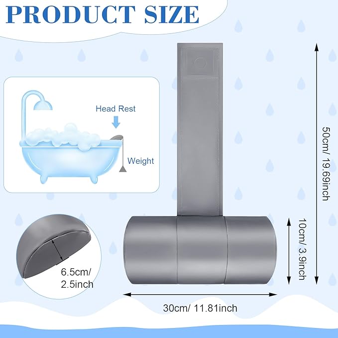 Pinkunn 2 Pcs Hot Tub Headrest Bathtub Headrest Pillow Waterproof Spa Head Pillows with Weighted Back for Bath Neck Head and Back Support Women Men(Gray)