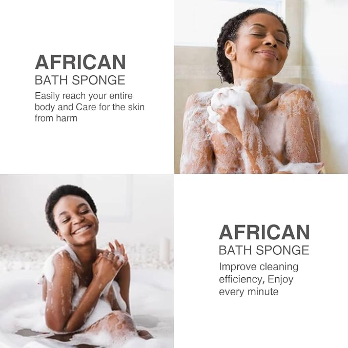3 Piece Bright Style African exfoliating net Exfoliating Shower Set Long Bath Sponges for Smooth, Refreshed Skin, The Exterior Gleams - Ideal for Daily Use (Bright Yellow, Pink, Purple)