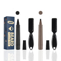 2 Pack Beard Pencil Filler for Men 4 Head Beard Filler Pen with Beard Brush Kit Beard Shaping Tool Waterproof Creates Natural Beard and Brows（Black，Dark Brown）