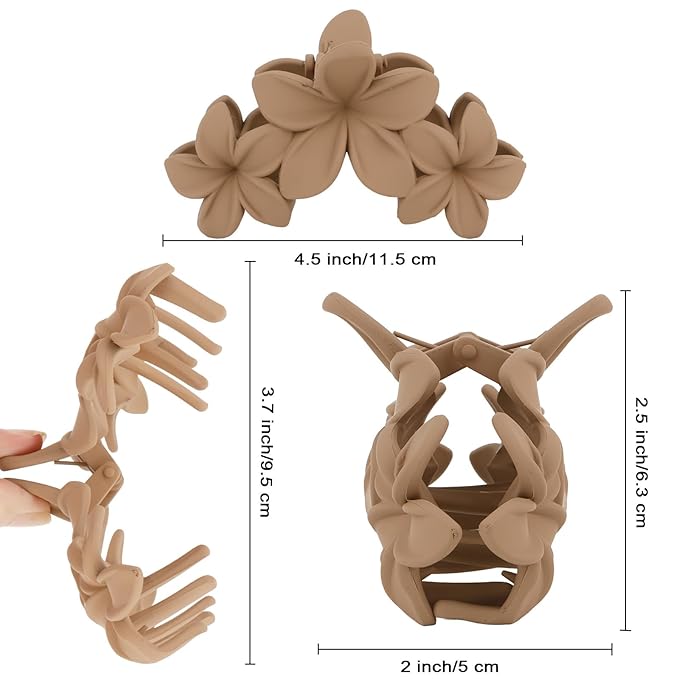 Matte Flower Hair Clips for Women - Non-slip Cute Claw Clips for Thick and Thin Hair - Strong Hold Hair Accessories for Women and Girls
