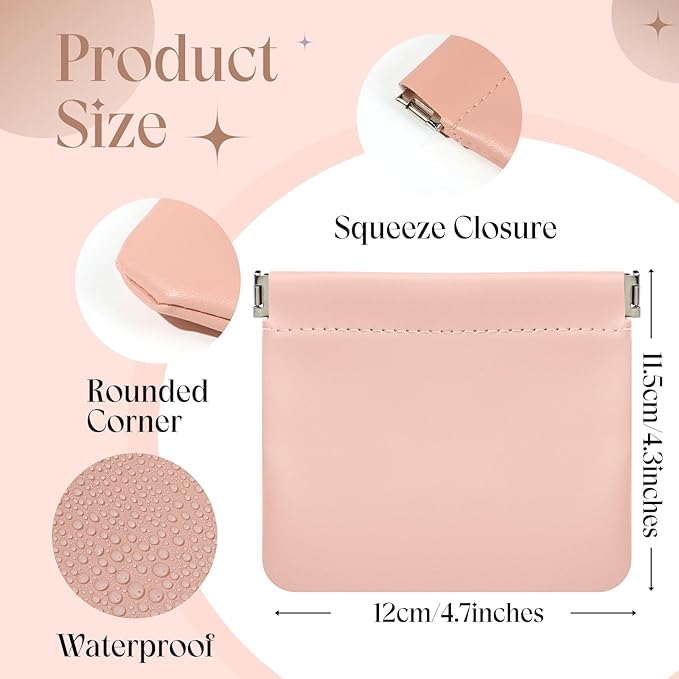 ISKYBOB 4Pcs Small Makeup Bag for Purse, 4.7in Pocket Cosmetic Bag Organizers, Waterproof PU Leather Pouches for Purse, Portable Squeeze Coin Purse for Women Mini Travel Jewelry Storage Pouch (Summer)