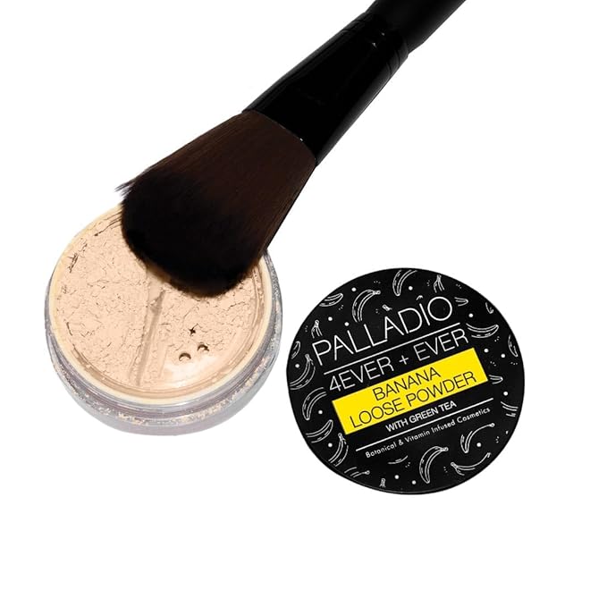 Palladio Powder Brush, Large All Over Face Makeup Brush, Buffs Loose Powder, Flawless Blending, Smooth Finish, Synthetic Natural Bristles, Soft Feel, Comfortable Grip, Professional Application.