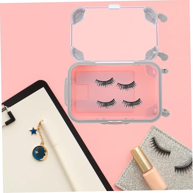VICASKY Eyelash Storage Box Eyelash Organizer Case for False Lashes Waterproof Plastic Lash Container Handle for Travel and Makeup Enthusiasts