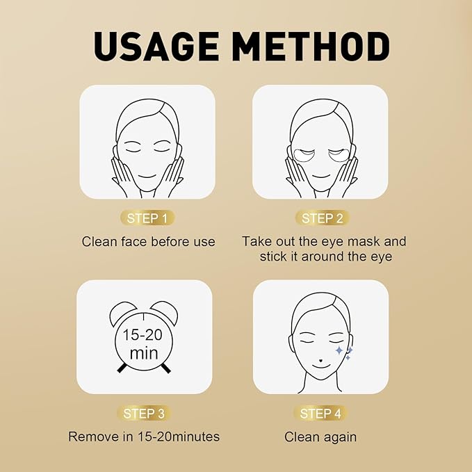 CHMI Under Eye Patches (50 Pairs) - 24K Gold Eye Patches for Puffy Eyes, Dark Circles, EyeBags and Wrinkles, Collagen Skin Care Products, Beauty & Personal Care