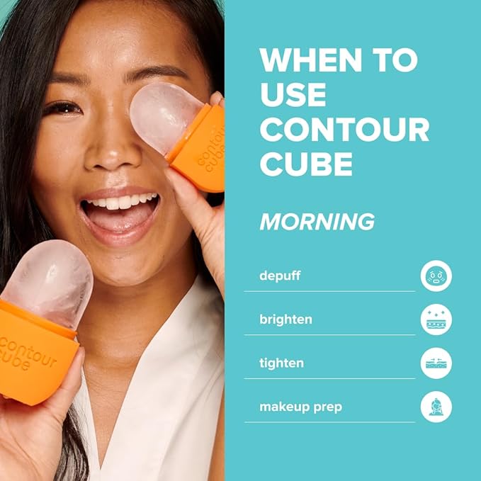Contour Cube Original - Ice Roller for Sculpting & De-Puffing - Face Ice Roller & Massager with BPA-Free Silicone - Ice Mold for Face - Skin Care Tools for Daily Skincare (180ml) - Peach