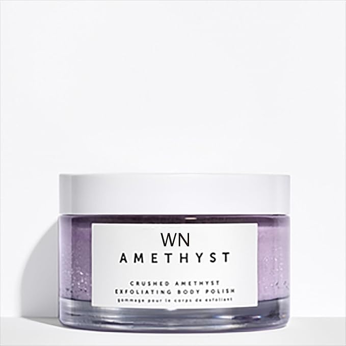 Amethyst Crystal Body Scrub – Purple Exfoliating Body Polish for Smooth, Glowing-Looking Skin, Sugar & Botanical Oil Blend, Spa-Inspired Self-Care