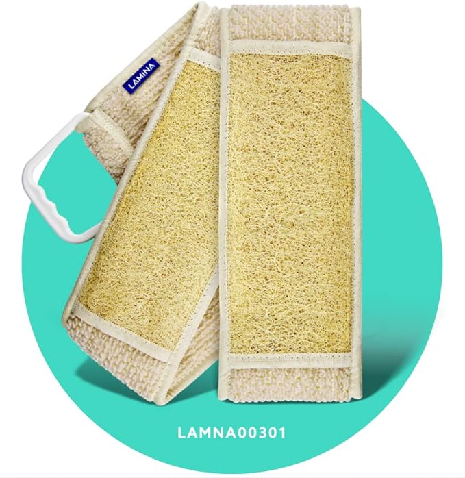 Veteran Textile%100 Natural-Organic, Loofah Sponge, Body Scrubber, Back Washer, Back Strap, Shower Bathing with Loofah beds, All-Round Cleaning, Body Care [ Lamina ] (Double-Sided Bath Mini)