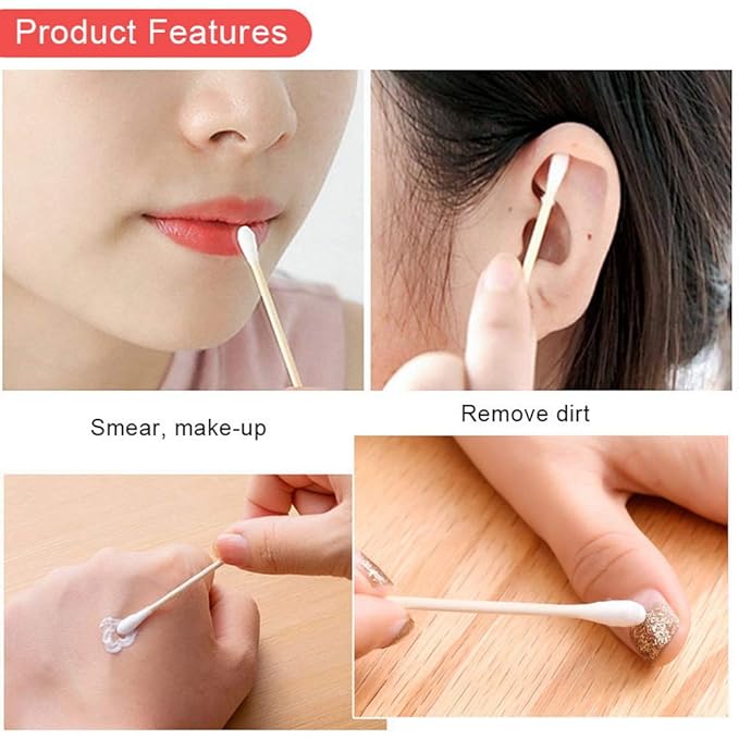 Cotton Swabs, 1000 Count Bamboo Sticks Cotton Swabs with Storage Box Cotton Buds with Wooden Handles For Ears Makeup or Nails Personal Care