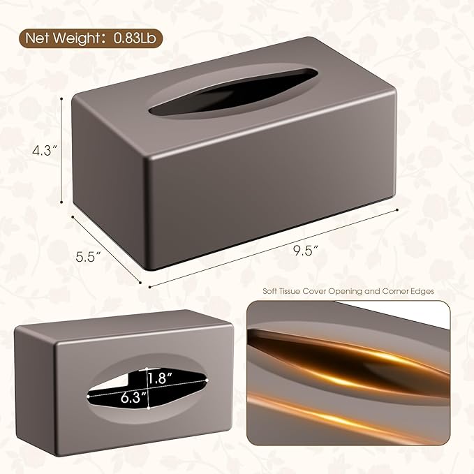 Tissue Box Cover, Rectangular Facial Tissue Holder with Bottom, Decorative Storage Box for Bathroom Vanity, Toilet Tank, Car, Dressers, Night Stand, Rv, Parlors and Offices - Brown