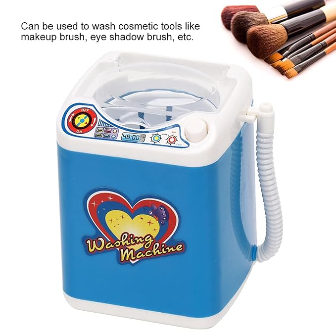 Mini Washing Machine, Electric Mini Quick Dry Cleaning Washer Cosmetic Tool Cleansing Machine for Home (Blue)