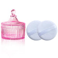 Body Powder Puff and Container, Glass Box for Dust Puff, Powder applicator with Case for Dusting Powder (Light Pink)