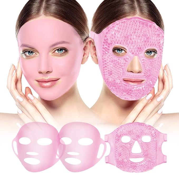 Silicone Face Mask Cover and Ice Face Pack Mask, Cooling Hot Eye Face Compress Reusable Skin Care Gift Set for Women Acid Puffiness Relief Swelling Migraine Beauty Spa Essentials