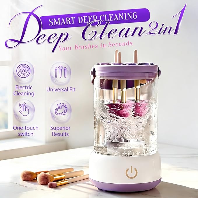 Electric Makeup Brush Cleaner,Automatic Spinning Makeup Brush Cleaner,USB Charging & Deep Cleaning,Portable Cosmetic Brush Cleaner Machine For All Makeup Brush Types (Green)