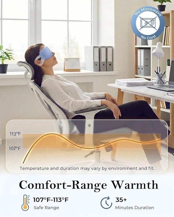 Self Heating Steam Eye Mask: Warm Eye Compress for Dry Eyes, Stye Eye Treatment - 10 Packs Disposable Moist Heated Sleep Mask for Tired Eyes & Headache Relief - Ideal for Travel & Spa Gift(Unscented)