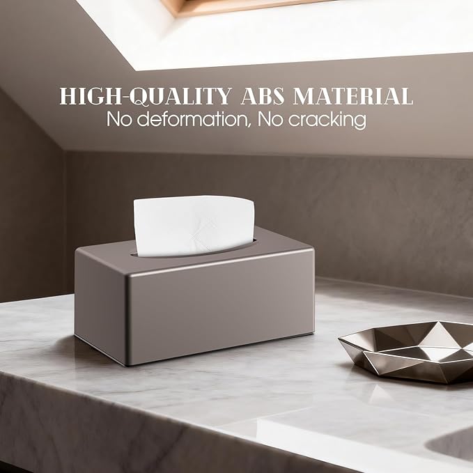 Tissue Box Cover, Rectangular Facial Tissue Holder with Bottom, Decorative Storage Box for Bathroom Vanity, Toilet Tank, Car, Dressers, Night Stand, Rv, Parlors and Offices - Brown