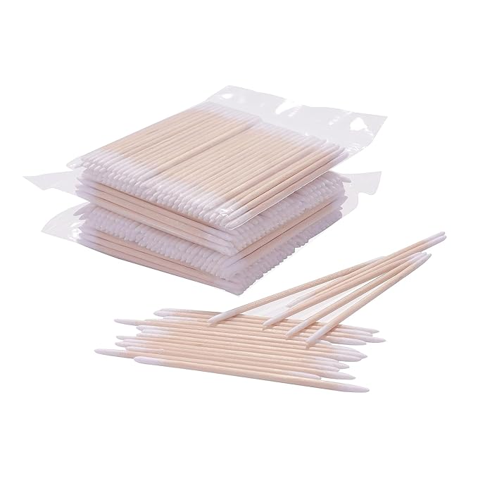 1000pcs Double Side Wood Cotton Swab Microbrush Eyelash Sticks Cleaning Swabs Nails Ear Toothpicks Cosmetic Eye Lash Glue Removing Tools (1000PCS)