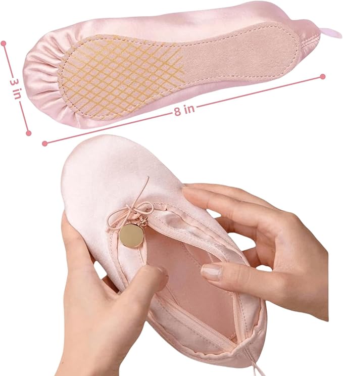Ballet Dance Shoe Makeup Bag For Little Girls, Ballerina Slipper Makeup Pouch Bag, Ballet Pointe Shoes Gifts (Pink-B2)