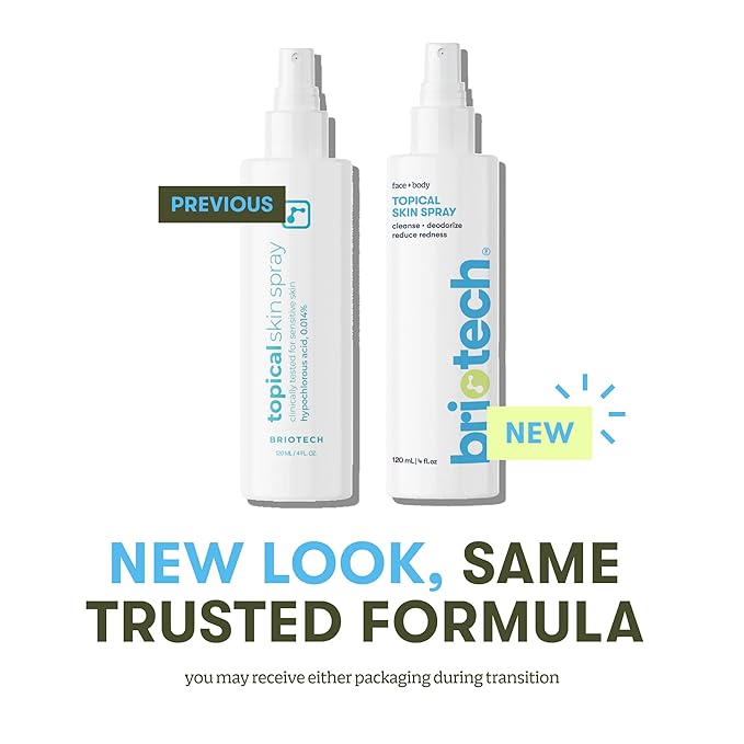 BRIOTECH Topical Skin Spray, Hypochlorous Acid for Sensitive Skin, HOCl Facial Mist, Full Body Support Against Irritation, Calm Redness, Soothe Foot & Scalp, 32 fl oz Refill (1 Pack)