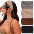 Kahanaa 4 Pcs Wide Headbands for Women Soft Stretchy Turban Headband Hair bands Head Bands Hair Wraps With Twisted Knots for Yoga Workout