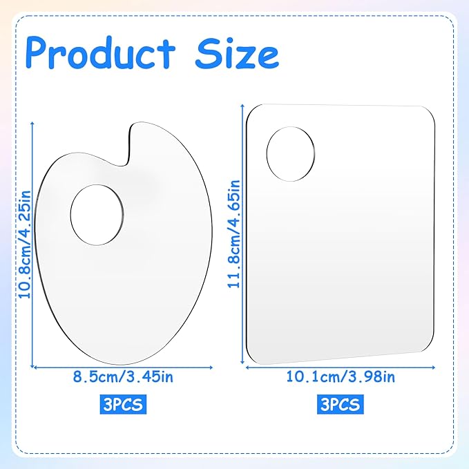 6pcs Acrylic Makeup Mixing Palette, Makeup Mixing Tray with Thumb Hole Cosmetic Palette for Painting Foundation Eye Shadow Nail Art