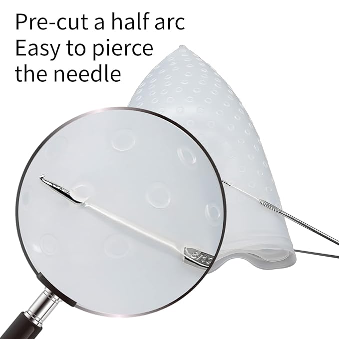 Pre Holes Highlighting Cap Reusable Bleaching Silicone Hair Highlight Cap with Hook Thick Hair Cap for Highlights DIY Dyeing Color