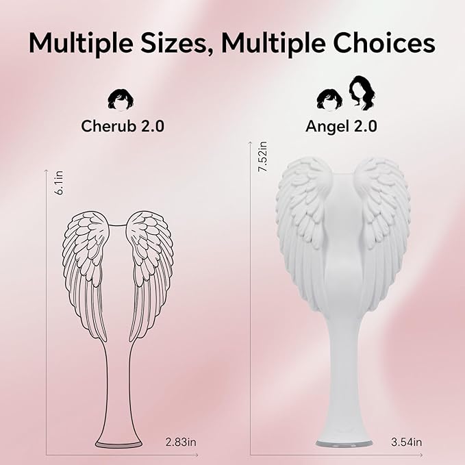 Detangling Hair Brush - Anti Static Angel Wing Hair Brush with Soft & Flexible Bristle for Straight & Wavy Hair - Tangle Angel Hair Detangler Brushes for Blow Drying & Shower - Matt White