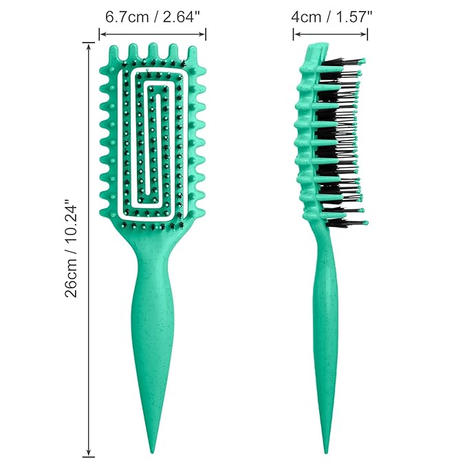Curly Hair Brush, Curl Defining Brush for Women and Men, Effortless Detangling and Shaping for Curls, Waves and Coils, Reduces Pulling, Smooth Results (Green)