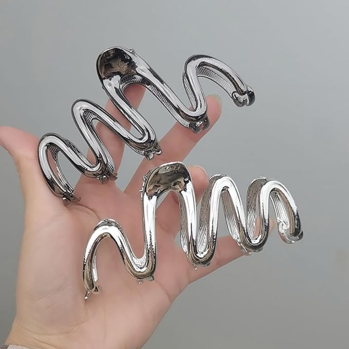 Wavy Metal Hair Clips for Women & Girls, Non-Slip Cute Modern Hair Accessories with Strong Hold